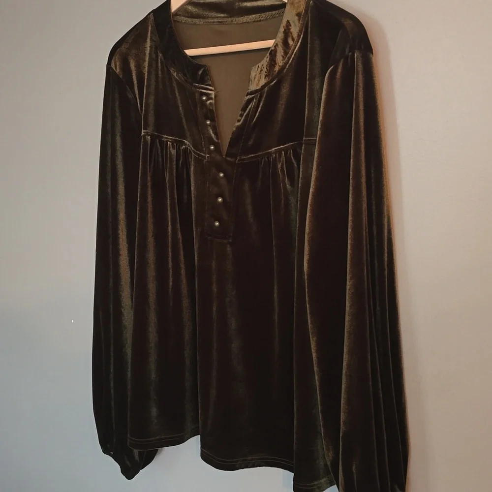 Velvet Balloon Sleeve Top - Picture 6 of 6